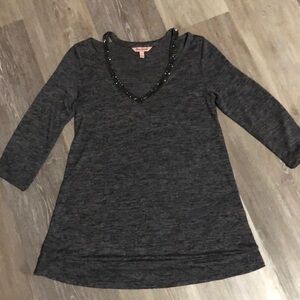 Juicy Couture Alloy/Black Marcasite Studded Neckline